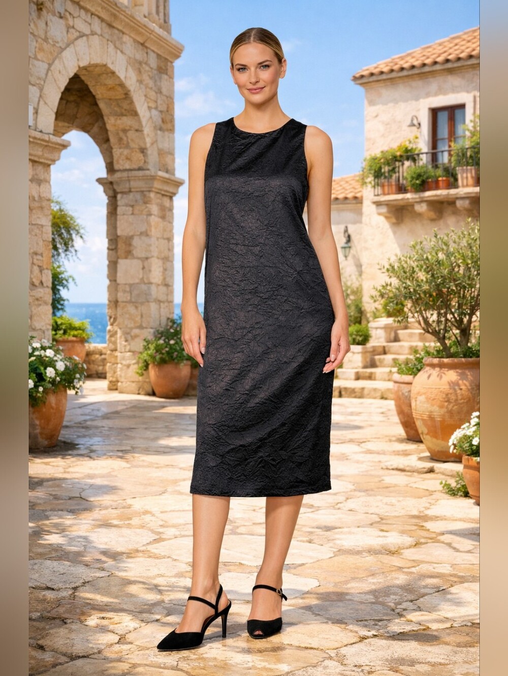- MELLODAY Black Textured Shift Dress NWT Size X-small